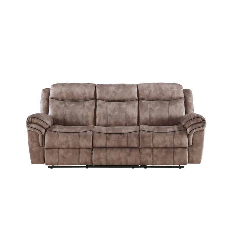 Canapé inclinable en velours avec table rabattable Louth, Chocolat