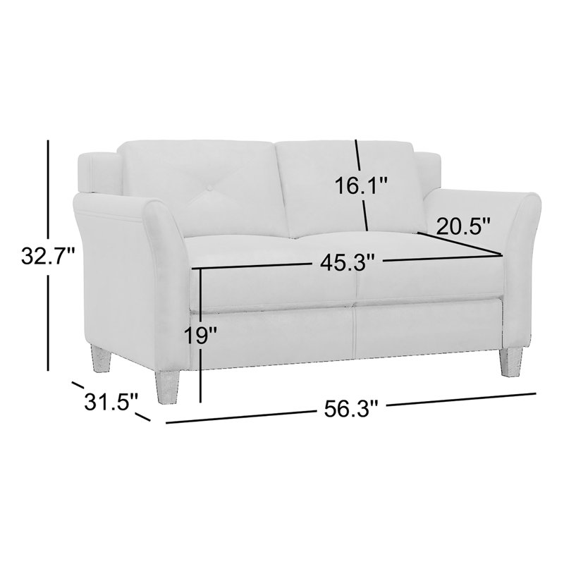 Lourdez Upholstered 56.3'' Loveseat, Hartford Cream Microfiber, 2, 32.7"H x 56.3"W x 31.5"D