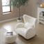 Fauteuil d'appoint blanc à oreilles avec, idéal pour une détente confortable, une structure robuste, un fauteuil moderne en tissu facile à nettoyer et un rembourrage en mousse confortable pour le salon