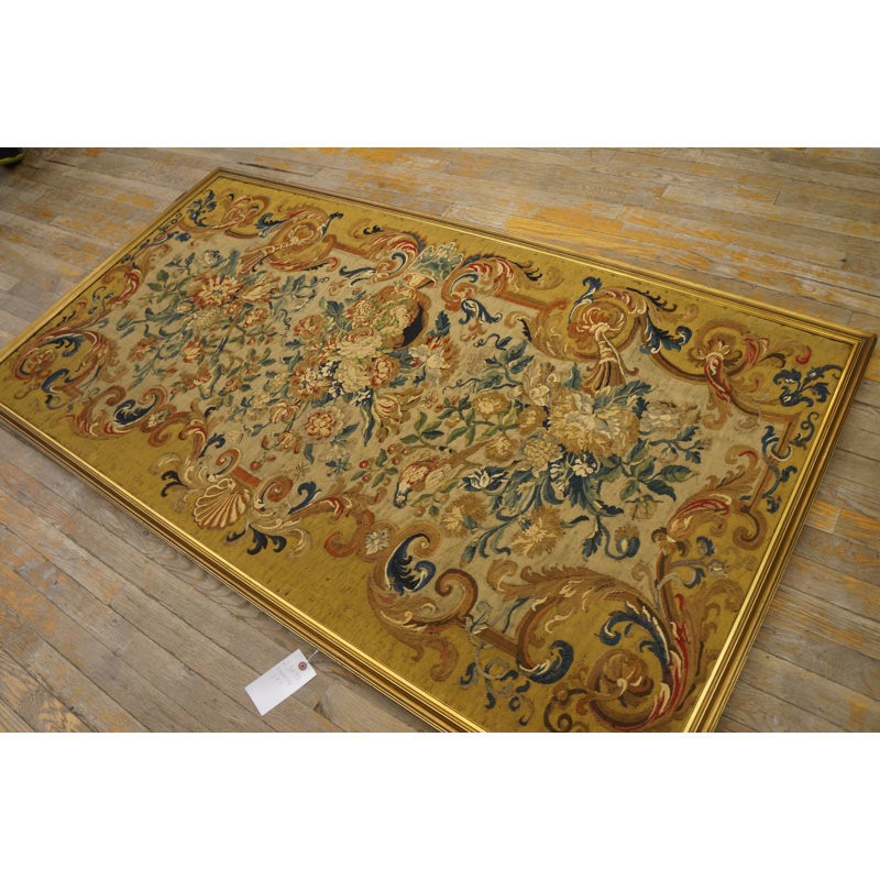 Antique French Allover Floral Flat Weave Rug