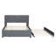 Lit simple tapissier gris avec lit gigogne escamotable et tête de lit moderne-642469672