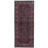 Hand-Knotted High-Quality Blue and Red Runner