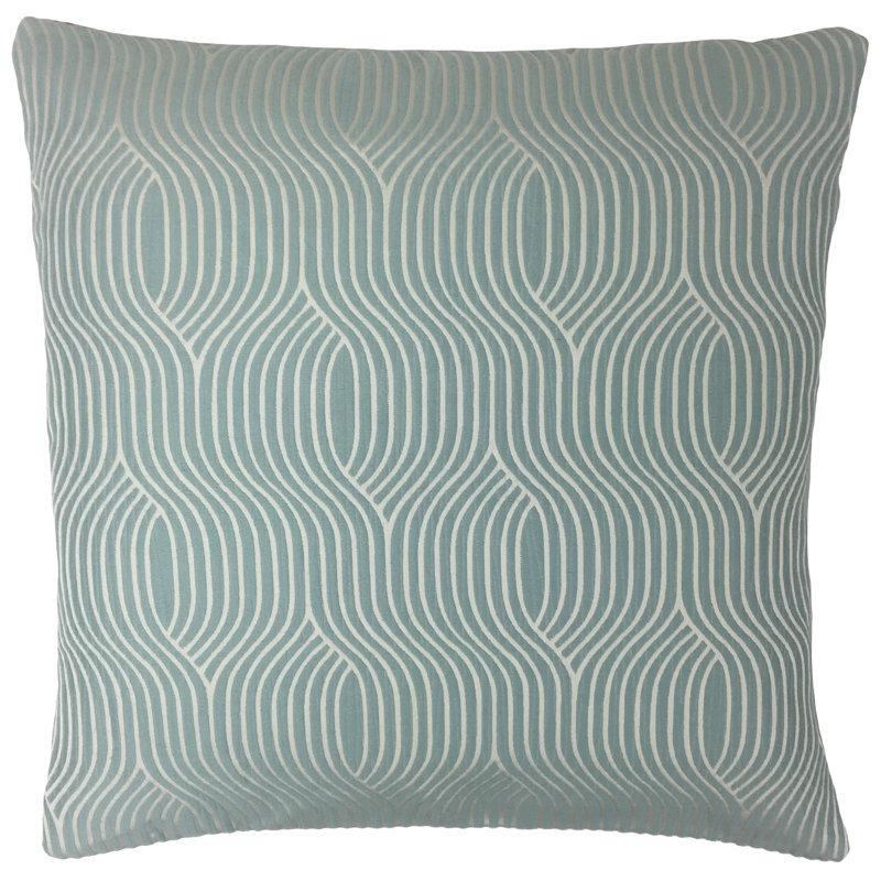 Elms Geometric Cotton Blend Reversible Throw Pillow, 26" H x 26" W, Aqua Blue