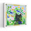 Black Cat In Jewelled Garden Colorful Playful Vibrant Butterfly Bird Cat Flower Nature Wall Art Print 1 Piece Wrapped Canvas Wall Art-1590944769