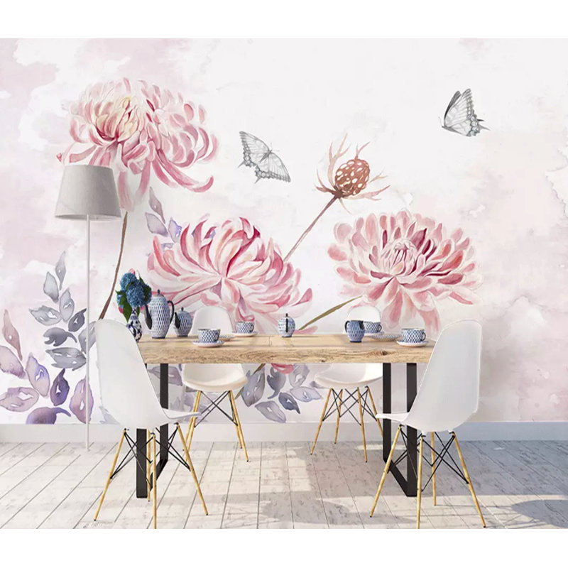 Panneau mural rétro à motif floral pissenlit L 6,25 pi x l 112 po, L 6,25 pi x l 9,33 pi