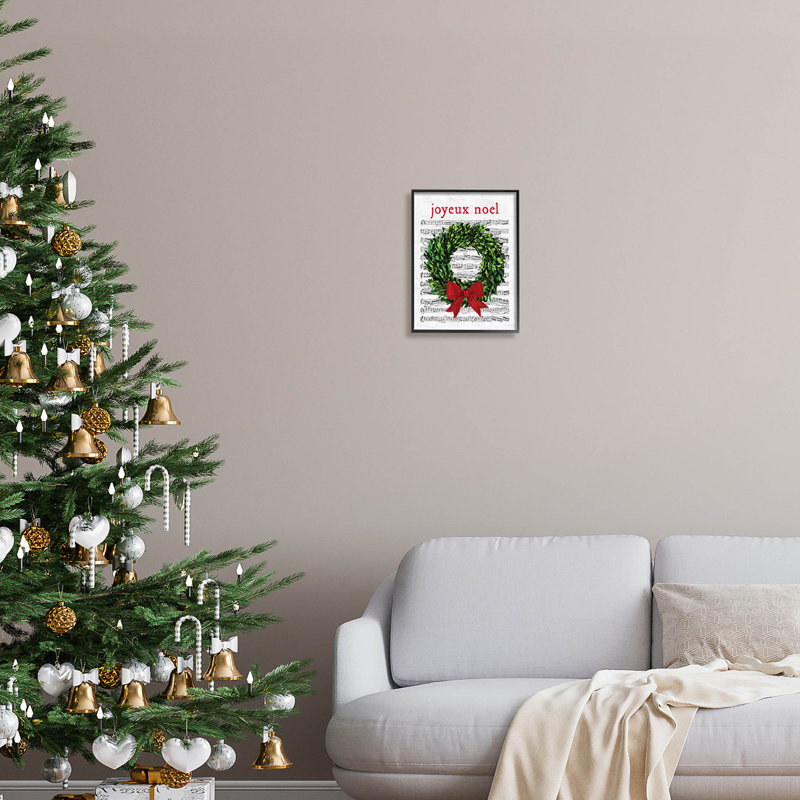 «Joyeux Noel Vintage Song» par Lettered and Lined - impression sur bois, H 14 po x l 11 po x P 1,5 po