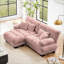Canapés modulaires | Divan-lit 2 places pour dortoir de salon, repose-pieds convertible avec 4 coussins | Chenille | Rose-1895897263