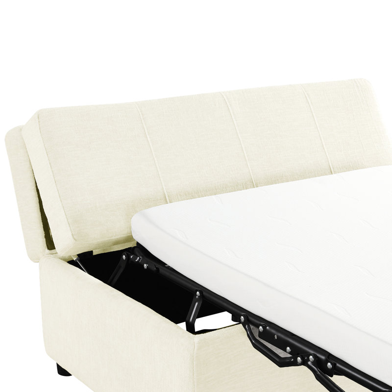 Canapé-lit pliant avec matelas épais, blanc, pour un sommeil réparateur. Matelas une place. Mobilier de maison élégants.