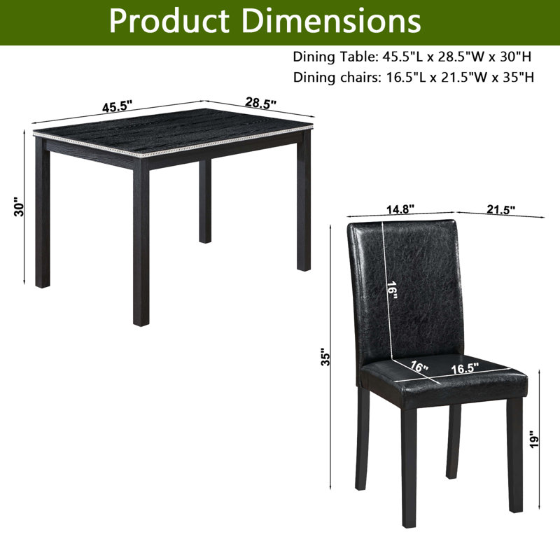 Compact wooden rectangular dining table: space-saving black design for 4 people, perfect for small kitchens & dining areas