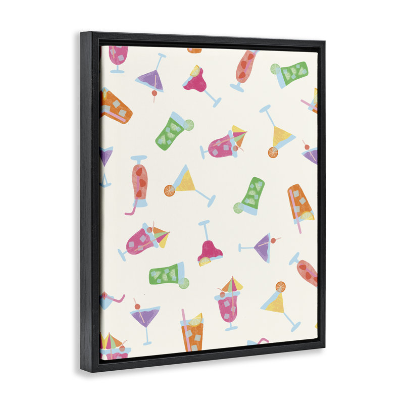 "Summertime Cocktail", art mural encadré par Taylor Shannon Designs, Cadre flottant noir de jais, H 21 po x l 17 po