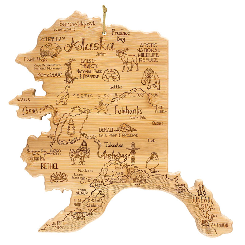 Totally Bamboo State Destination Series Bamboo Alaska Cutting Board