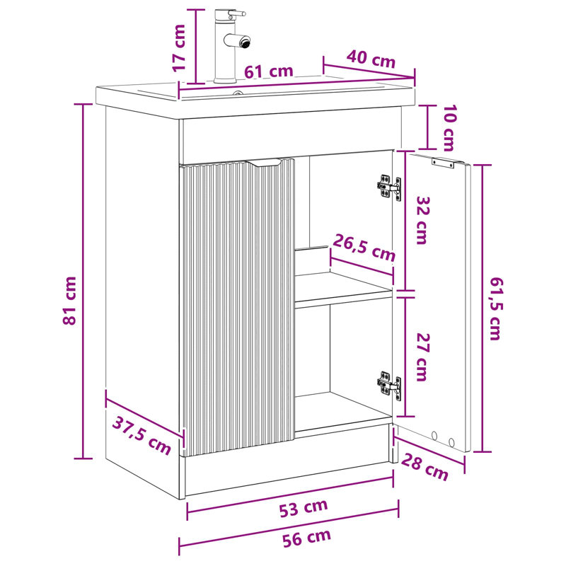 Vanity & Mirror Set, Medium Wood