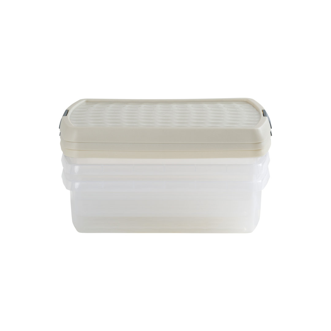 B&Q -  Clip 3X 8.5L Rectangular Plastic Storage Boxes With Clip Lock Lids. Ideal For HomeOfficeToys & MoreClear/stone - Image 5