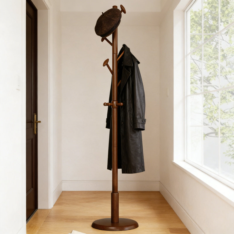 Solid Wood Freestanding Coat Rack With 10 Hooks, Sturdy Tree Design For Entryway, Living Room, And Bedroom, Holds Coats, Hats, Bags, And Scarves