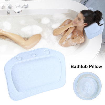 Oreiller de bain spa rembourré en mousse souple, appuie-tête, coussin pour la tête, la nuque et le dos, bleu
