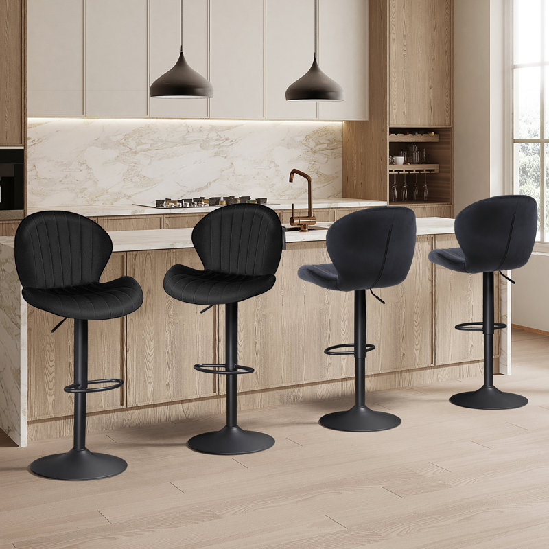 Tabouret de bar Lucah, 4, Noir