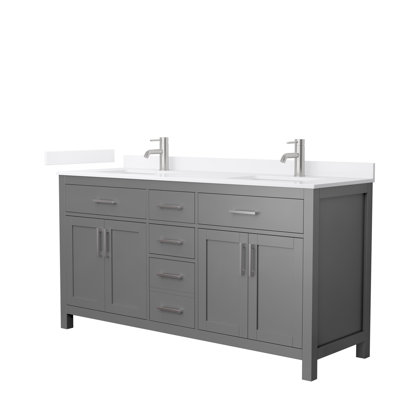 Beckett 66" Freestanding Double Bathroom Vanity with Quartz Top