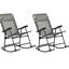 Chaise berçante d'extérieur grise 2 pièces, avec chaise berçante pliante pour terrasse - gris. Plateforme ergonomique pliable, cour, cour arrière. Fabrication en acier