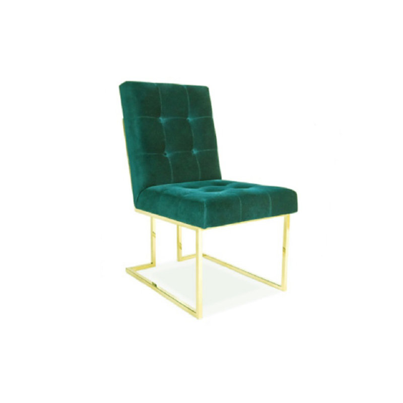 Chaise parsons rembourrée en velours capitonné Dantasia, Vert