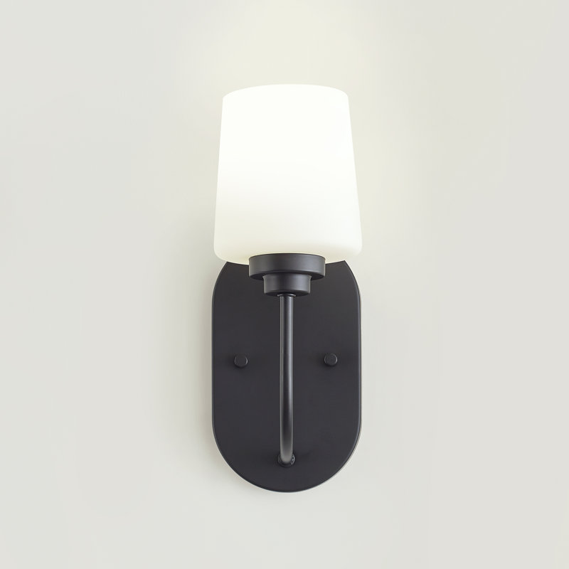Applique murale de salle de bain à 1 lumière à intensité variable Windom, Noir minuit, Non