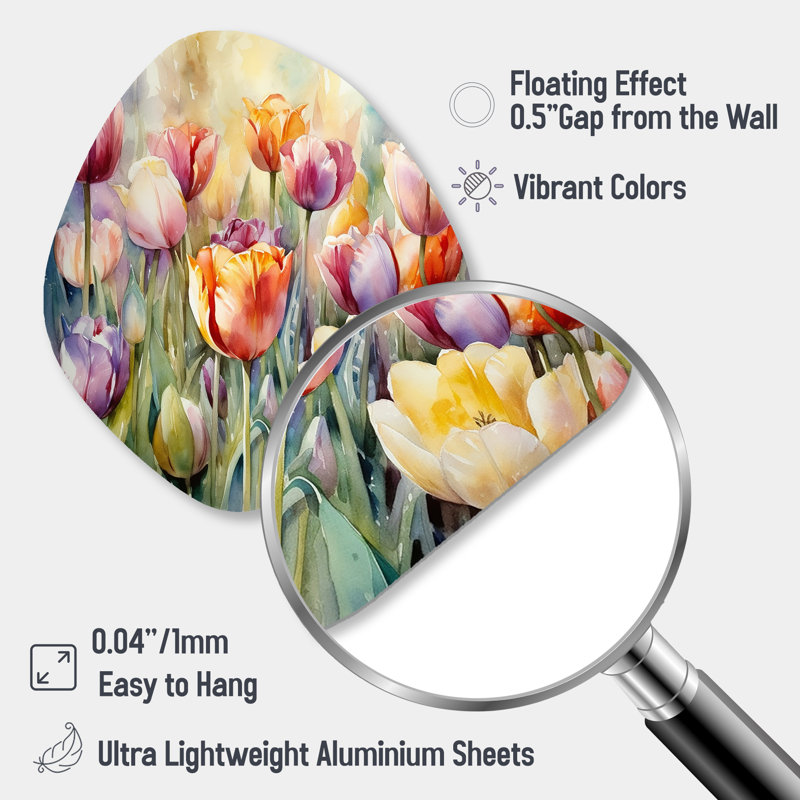 Mallette - tulipe unique en forme d'art mural, sculpture murale asymétrique en métal, H 28 po x l 25 po