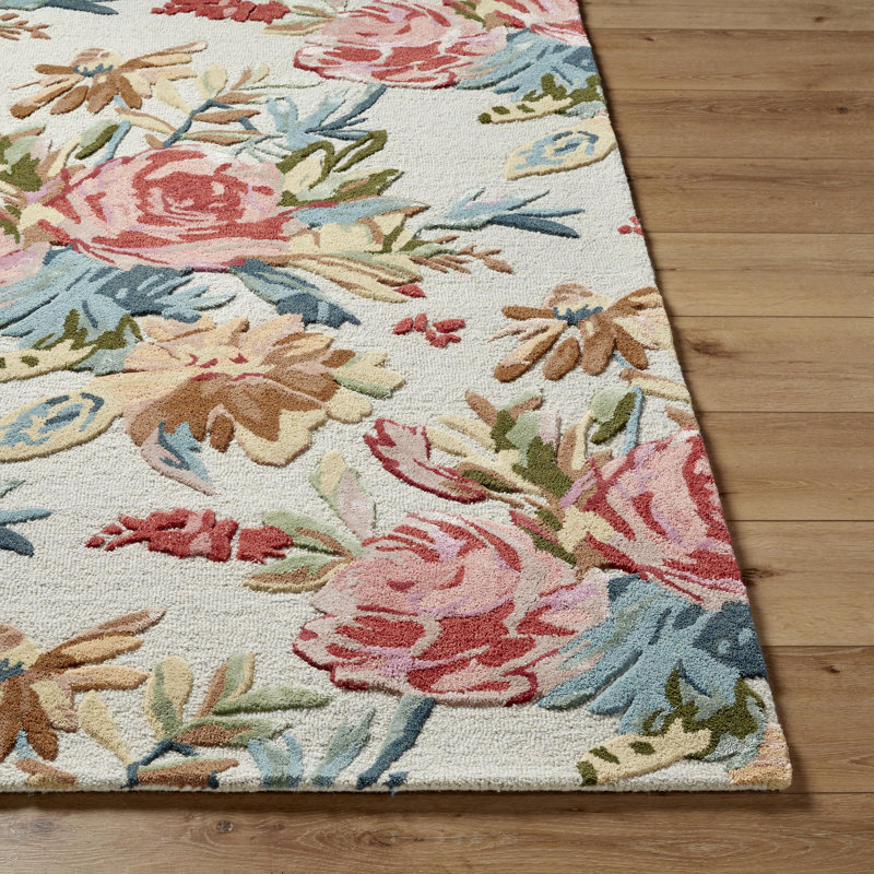 Jaquasia Hand Tufted Floral Indoor Rug, Rectangle 9' x 12'