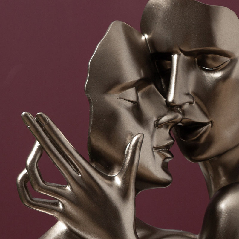 Correon Polyresin Couple Figurine for the Living Room, Elegant Sculpture Home Decor, Bronze