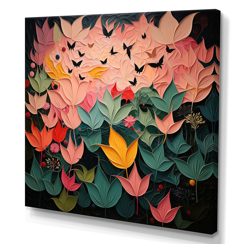 Élégance florale de chauve-souris, Toile tendue, H 36 po x l 36 po x P 1,5 po
