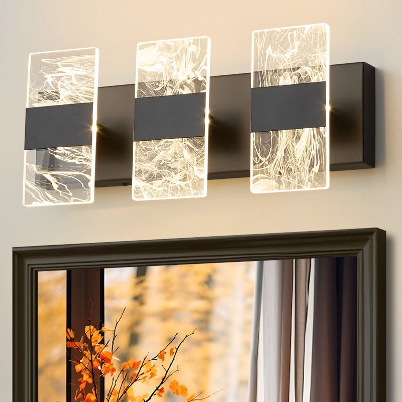 3 - Light Dimmable Vanity Light LED Wall Sconce, Matte Black