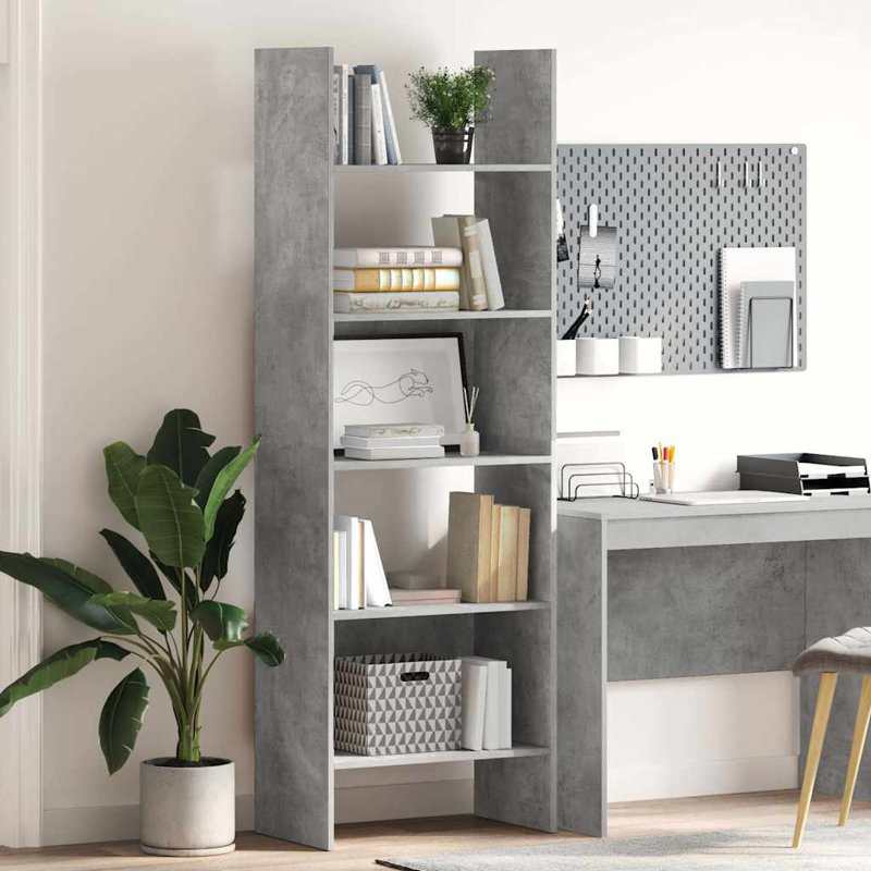 Dorith 180cm H Standard Bookcase, Concrete Grey, 180cm H x 60cm W x 35cm D