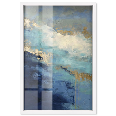 Décoration murale bleu marine Luster Veines I Shadowbox par Art Remedy, cadre blanc, 21 x 31