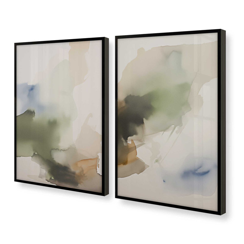 «Tranquil Earth Reverie», ensemble de 2 impressions, Noir satiné, H 21 po x l 34 po