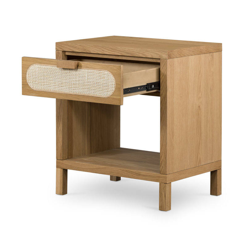 Allegra Honey Oak & Cream Cane Single Drawer Nightstand