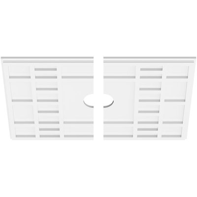 26"W x 17 3/8"H x 3"ID x 9"C x 1"P Beaux Architectural Grade PVC Contemporary Ceiling Medallion, Two Piece