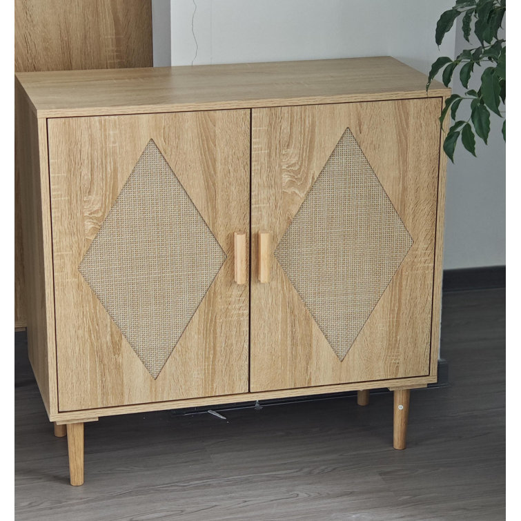 Buffet avec rangement, armoire de rangement à 2 places en rotin décoré