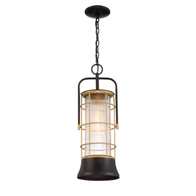 1 light Pendant in Oil rubbed bronze + gold