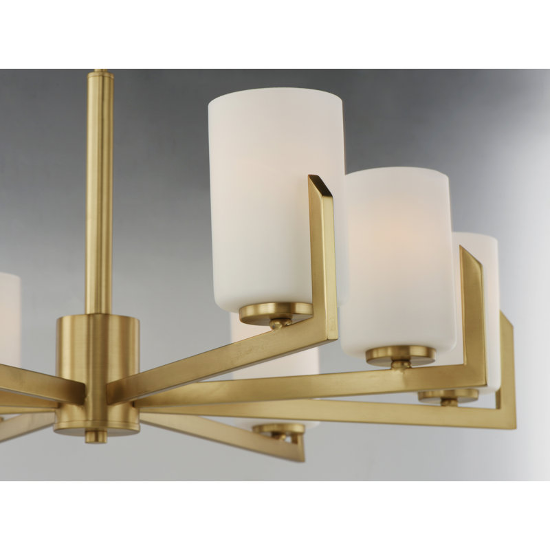 8-Light Shaded Classic / Traditional Chandelier, Satin Brass