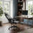 Adjustable Reclining Chenille Fabric Upholstered Computer Office Desk Chair For Home Office Study Workstation Leisure Area