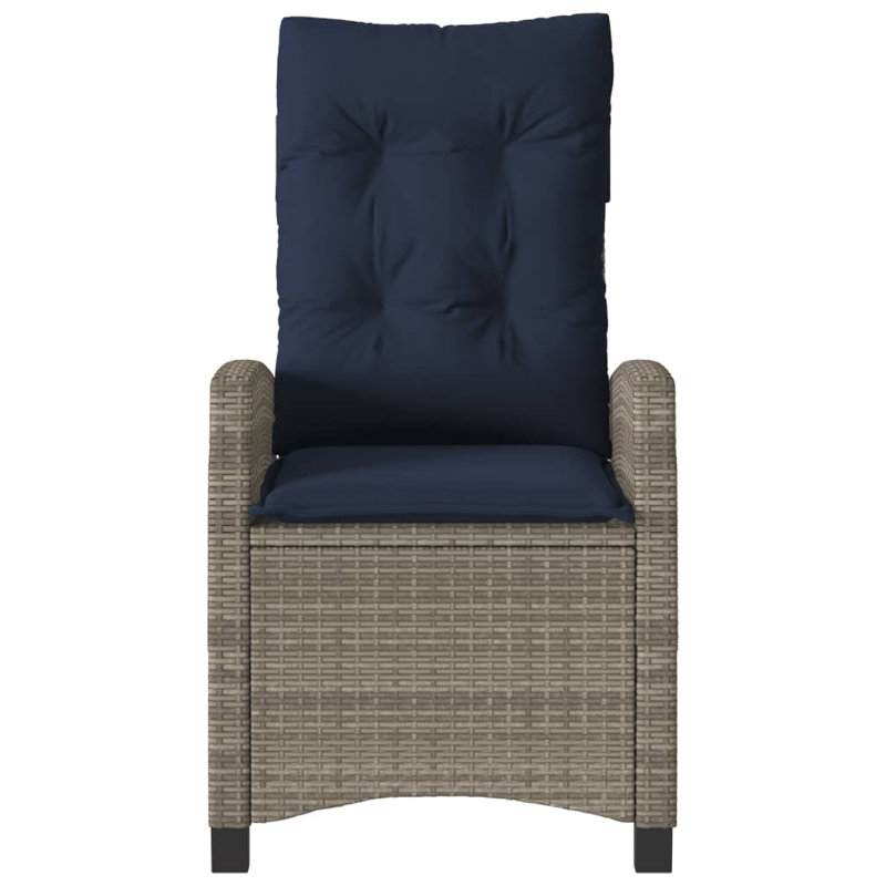 vidaXL Reclining Garden Chairs 2 pcs with Cushions Grey Poly Rattan