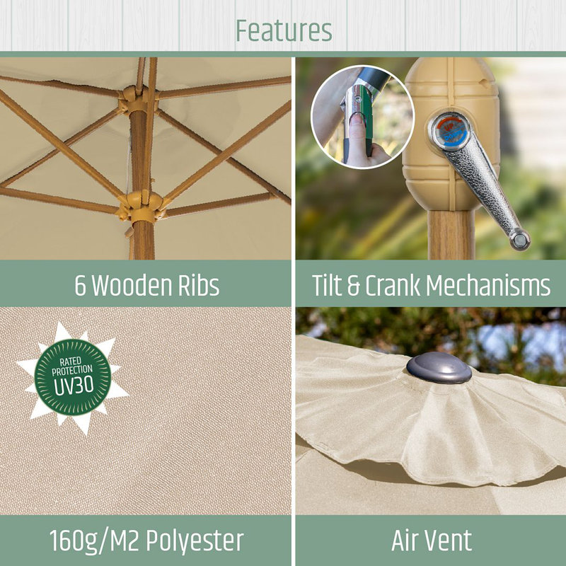 14cm Tilt Balcony Parasol, Beige