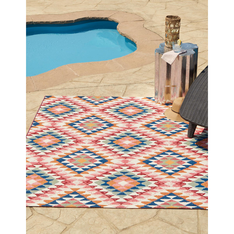 Outdoor Concord Area Rug Peach Color, Square 6'