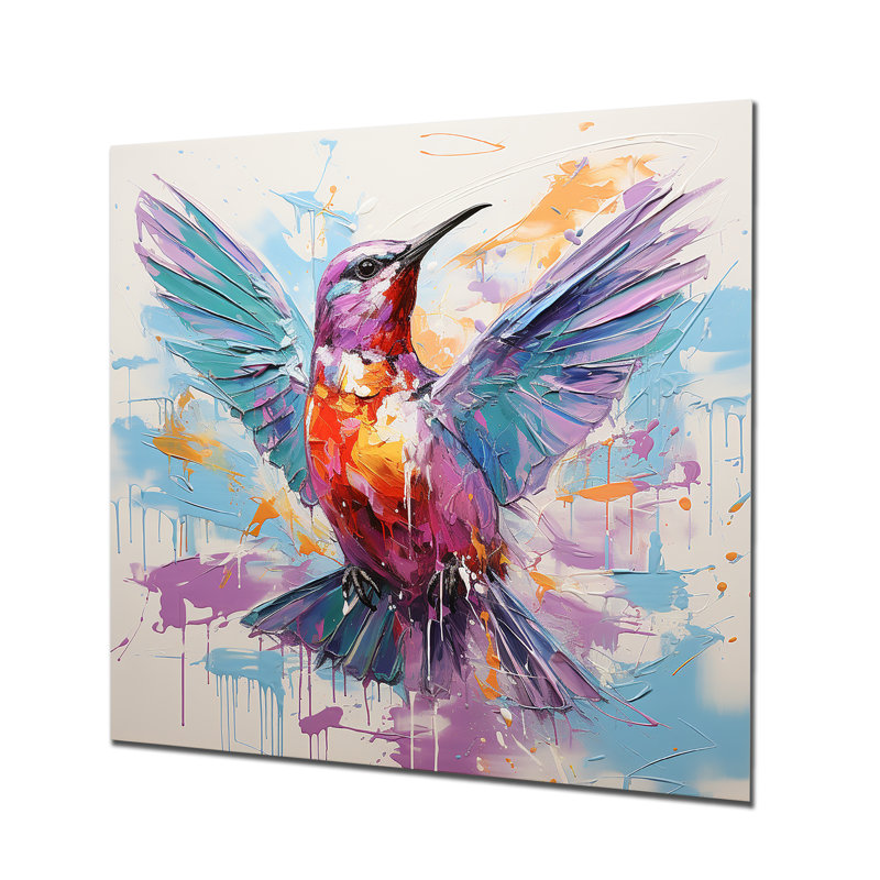 Art mural en métal bleu et mauve, H 36 po x l 36 po