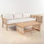 Ensemble de conversation en teck 3 pièces avec coussins, ensemble de conversation pour patio, bois d'acacia, détails tissés en corde, bord de mer moderne-1573148427