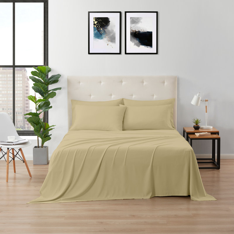 Ensemble de draps 6 pièces Kathy Ireland , Twin Sheet set with 4 additional pieces, Tan