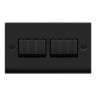 Matt Black 10A 6 Gang 2 Way Ingot Light Switch