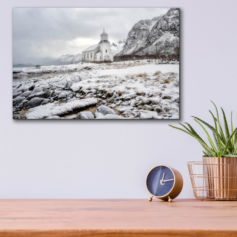 Art mural en verre épique «Gimsoy Beach 1» par Danny Head, 16 po x 12 po