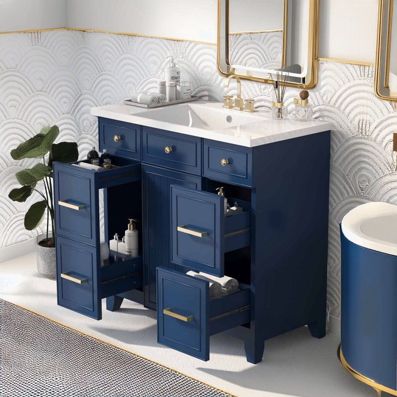 Rangement pour salle de bain Chandace, Marine