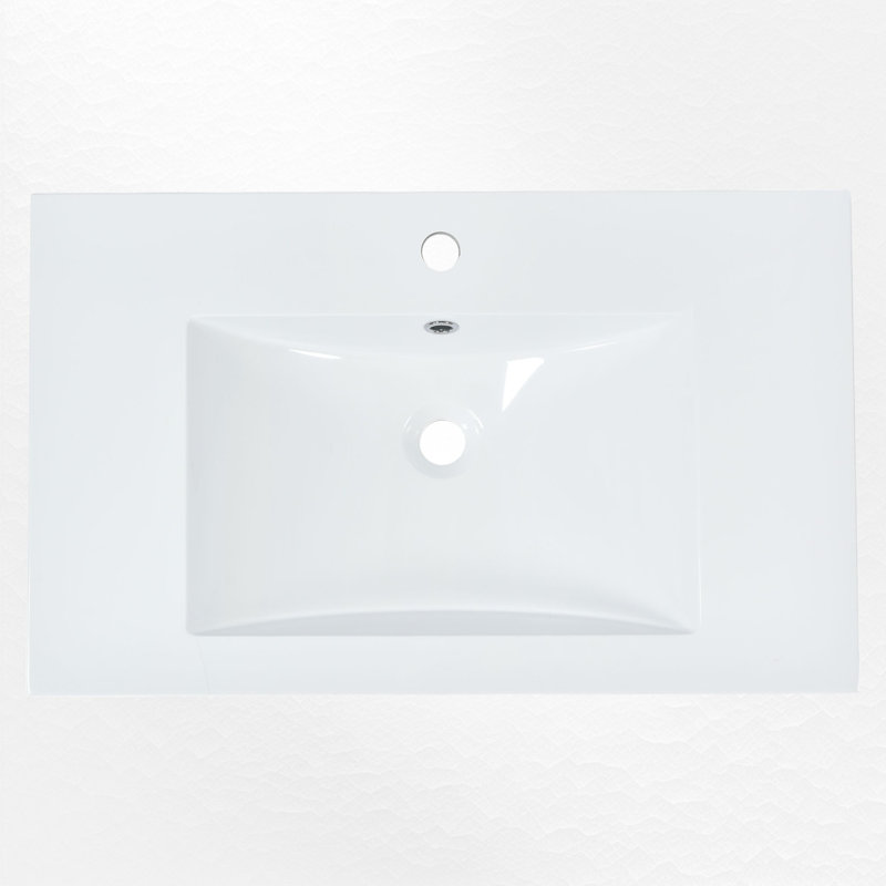 Comptoir de meuble-lavabo simple 30 po blanc avec lavabo et trou de robinet simple