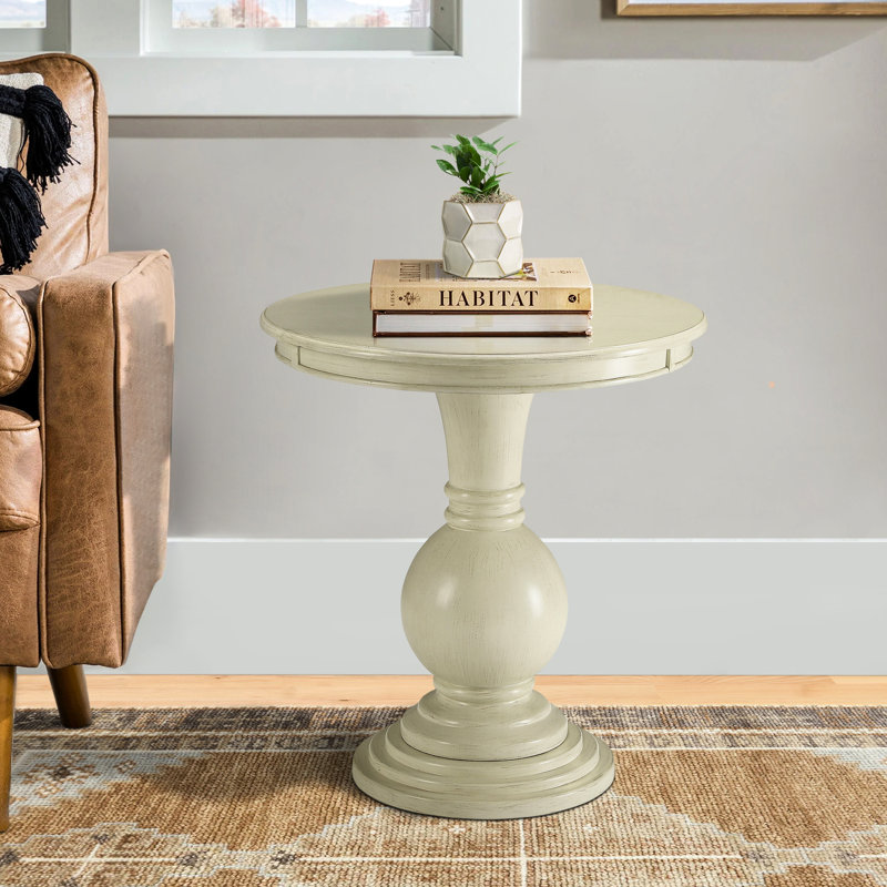 Table d'appoint classique ronde blanche avec piédestal pour la chambre à coucher