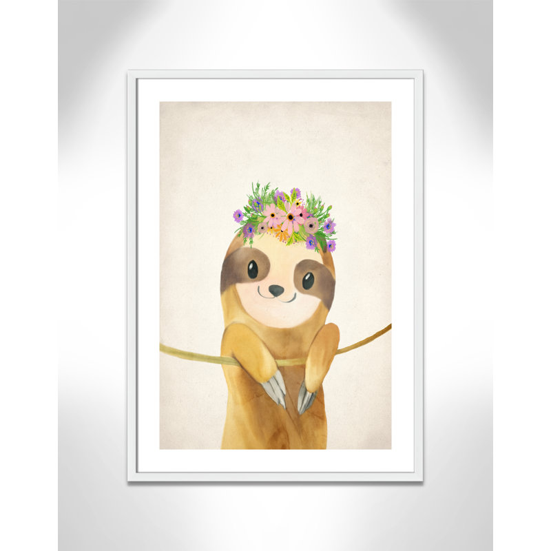 Sloth floral 1, H 35,5 po x l 25,5 po x P 1,19 po, Encadré de boîte blanc